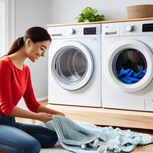 Home 29 친환경 세탁법 - **Prompt:** A vibrant, sunlit laundry room scene featuring a young woman (20s-30s) with a warm, gent...