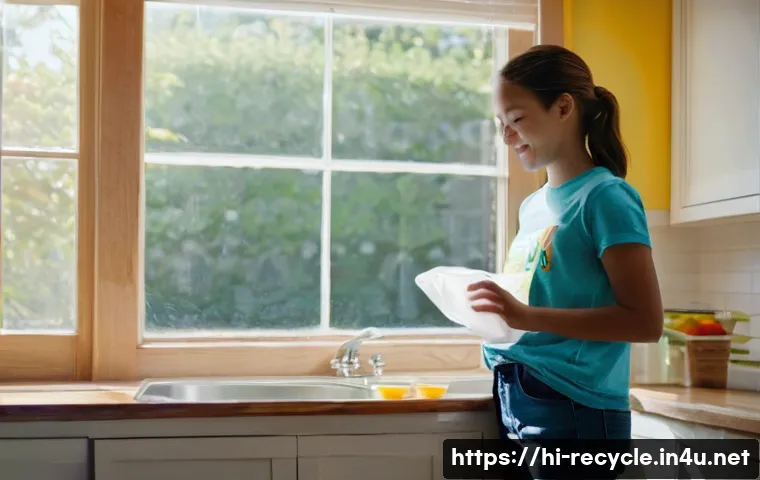 종이팩 재활용 방법 - **Prompt:** A bright and clean modern kitchen with soft natural light streaming in through a window....